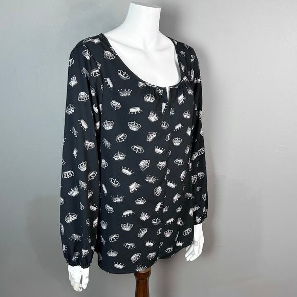 Thakoon for Design Nation top women's XL peasant royal crown punk black - Picture 2 of 8